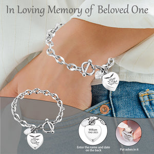 Personalized Name Date Memorial Heart Urn Bracelet