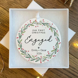 First Christmas Engaged Married Ornament, Personalized Newlyweds Gifts