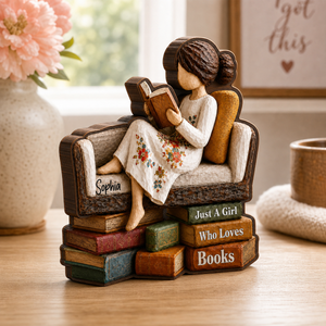 Just A Girl Who Loves Books, Personalized Book Lover Wooden Plaque