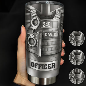 Dedication and Service Handcuffs, Gun, Officer Gear, Personalized Tumbler