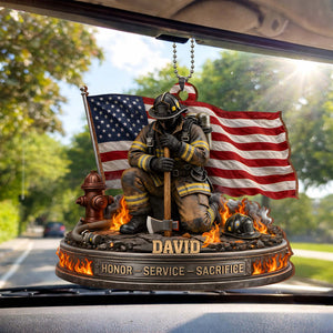 Honor - Service - Sacrifice, Personalized Ornament, Gift for Firefighters