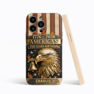250th Anniversary - Personalized Bald Eagle Leather Phone Case
