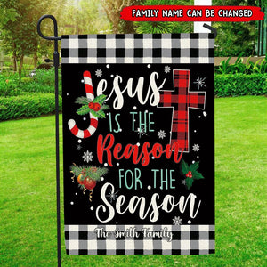 Jesus is The Reason for The Season -Personalized Christ Cross Flag