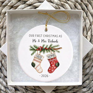 Personalised First Christmas as Mr and Mrs Ornament