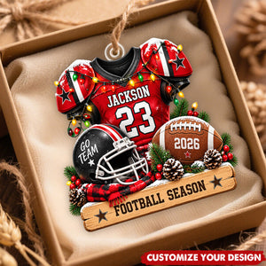 Personalized Football Christmas Ornament 2026, Custom Jersey Name Number Ornament
