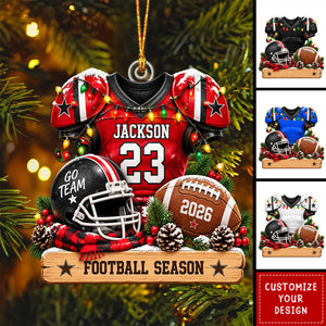 Personalized Football Christmas Ornament 2026, Custom Jersey Name Number Ornament