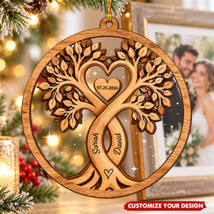 Personalized Couple Heart Tree Ornament, Custom Couple Christmas Gift