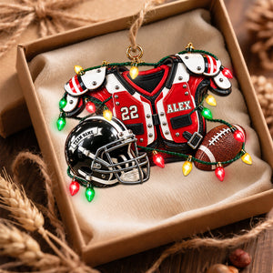 Personalized Football Christmas Ornament, Custom Name Number Player Gift