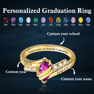 Personalized Graduation Birthstone Ring Gift for Graduates