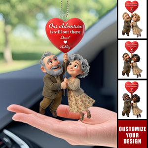 Our Adventure Is Still Out There Old Couple - Personalized Car Hanger