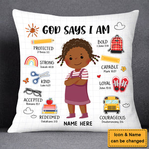 Personalized God Says I Am Back To School Pillowcase - Gift For Grandkids