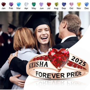 Customized High School College University Heart Birthstone Class Ring