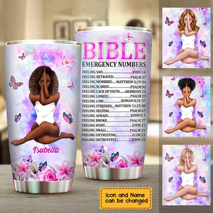 Personalized Christian Faith Bible Emergency Numbers Steel Tumbler