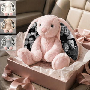 Custom Photo Bunny Plush β Personalized Hidden Ear Picture Bunny Gift for Couples