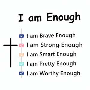 KISSFAITH- Christan Silver Cross Adjustable Ring - I Am Enough Ring