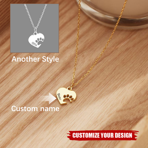 Personalized Paw Name Necklace with Heart, Gift For Pet Lovers