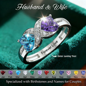 Personalized Birthstone & Name Infinity Promise Ring For Couple