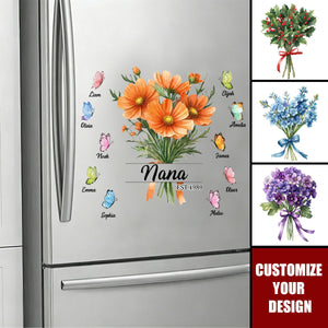 Personalized Watercolor Birth Flower Mom Grandma Sticker