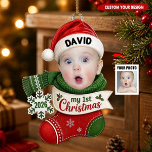 Custom Baby Face Photo Ornament, Newborn Stocking Decor