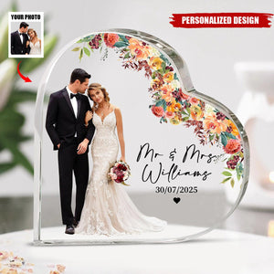 Personalized Wedding Photo Heart Acrylic Plaque