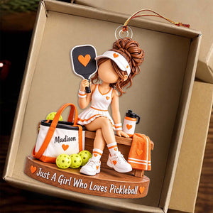 Personalized Pickleball Girl Christmas Ornament