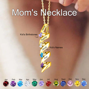 Personalized Family Names Birthstones Necklace For Mom Grandma