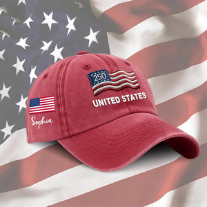 Custom Name United States 250th Anniversary Hat Embroidered Cap