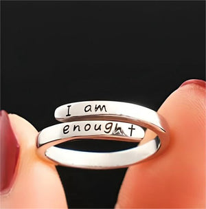 KISSFAITH- Christan Silver Cross Adjustable Ring - I Am Enough Ring