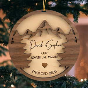Our Adventure Awaits - First Christmas Custom Engaged Ornament