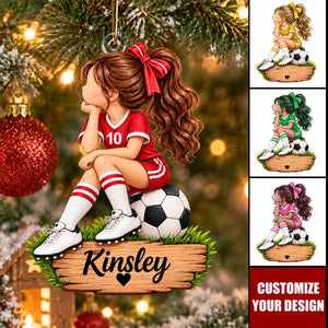 Personalized Soccer Girl Ornament, Custom Name Soccer Player Gift for Girls