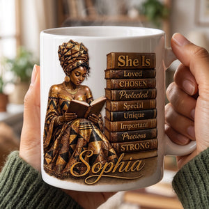 Personalized She Is Strong Black Queen Coffee Mug