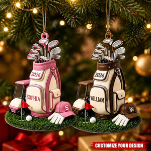 Personalized Golf Bag Ornament, Custom Name Golf Lover Christmas Gift
