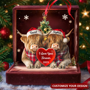 Highland Cowl Couple Ornament, Christmas Gift for Couples