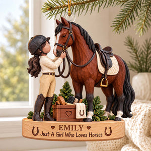 Personalized Girl And Horse Ornament,Custom Name Gift,Equestrian Horse Lover Christmas Gift