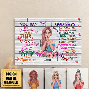 You Say...God Says-Personalized Canvas