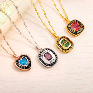 Personalized Birthstone Necklace - Class of 2026 Graduation Gift