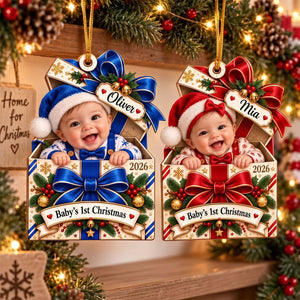 Personalized Baby First Christmas Ornament, Custom Baby Photo Keepsake