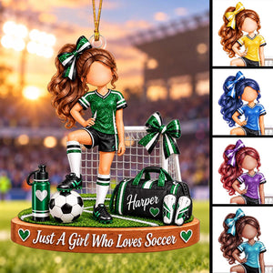 Personalized Soccer Girl Ornament, Soccer Team Player Keepsake,Christmas Gift For Her