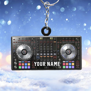 Personalized DJ Turntable Shaped Flat Acrylic Keychain