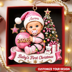 Custom Baby’s First Christmas Ornament 2026, Custom Baby Name Acrylic Ornament