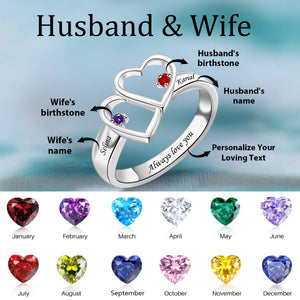 Personalized Name & Birthstone Promise Couple Ring