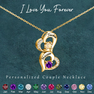 Together Forever - Personalized Couple Birthstone Necklace