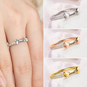 Personalized Dog Shaped Bone Memorial Ring, Dog Lover Gift