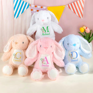 Personalized Plush Easter Bunny Stuffed Toy With Initial And Name