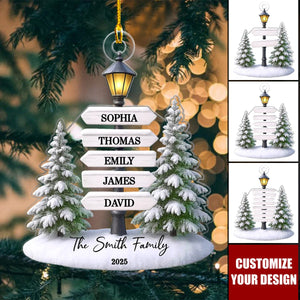 Christmas Family Lamp Posts Directional Signs - Personalized Acrylic Ornament