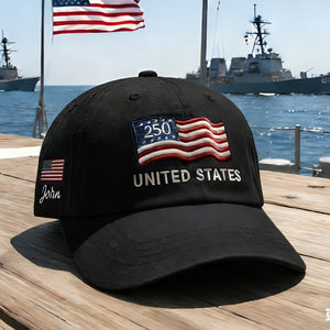 Custom Name United States 250th Anniversary Hat Embroidered Cap