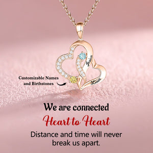 Personalized Couple Birthstone Name Necklace