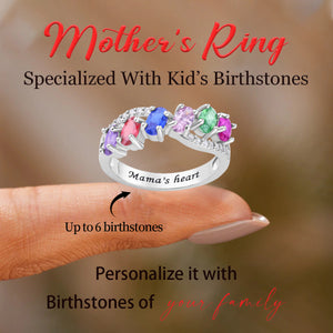 Personalized Family Birthstones Ring - Gift For Grandma or Mom