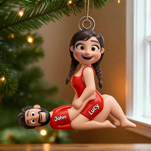 Personalized Playful Cartoon Design Naughty Couple Ornament