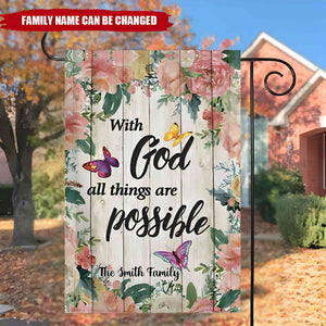 With God All Things are Possible -Personalized Garden Flag